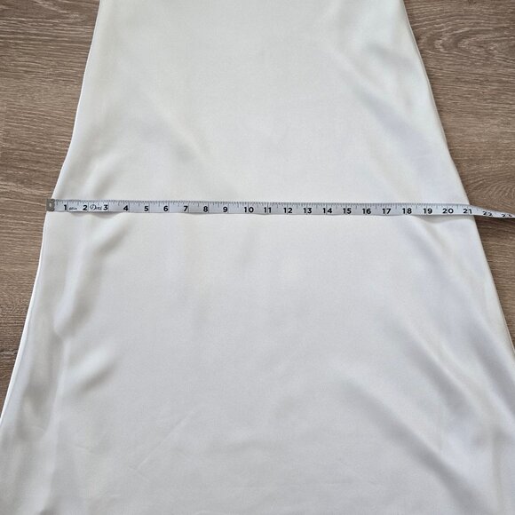 Line & Dot Kimi Dress Size Medium Feather Trim Satin MSRP $184 New Without Tags - Picture 7 of 17